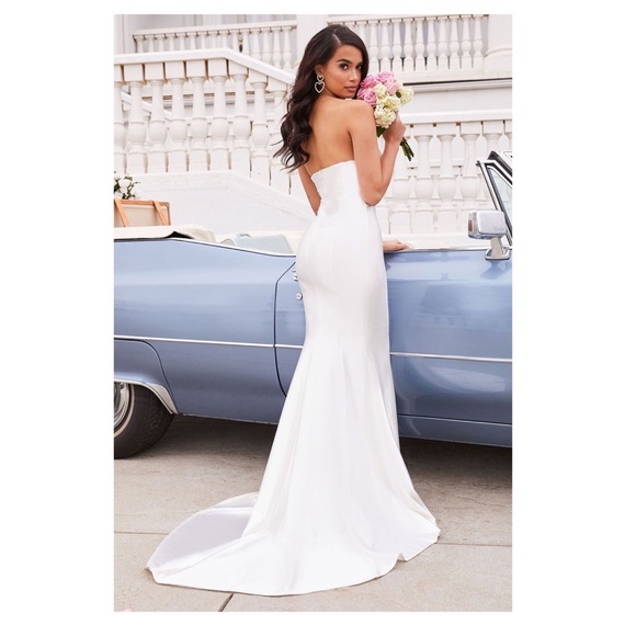 Ivory Satin Sweetheart Fishtail Maxi 
